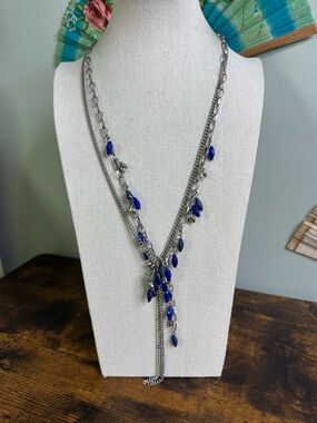 Simply Vera Vera Wang Silver-Tone Lariat Style Necklace with Blue Accents